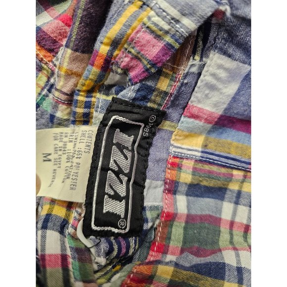 vintage IZZI 1985 Reversible Jacket‎ size Medium snap button rain hood plaid wht - Picture 14 of 16